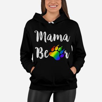Lesbian Mama Bear Lesbian Mom Gay Pride Rainbow Paw Women Hoodie - Seseable