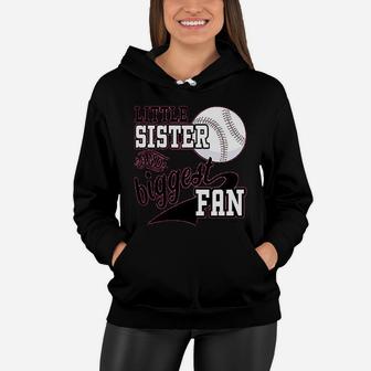Little Sister And Biggest Fan Baseball Family Fan Women Hoodie - Seseable