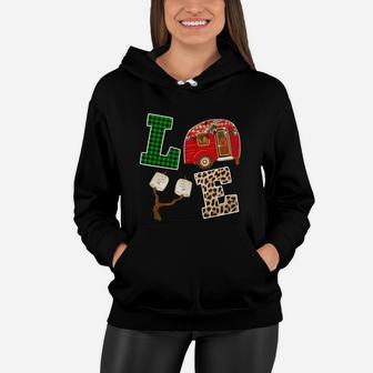 Love Camping Christmas Plaid Gift For Camper On The Holiday Women Hoodie - Seseable