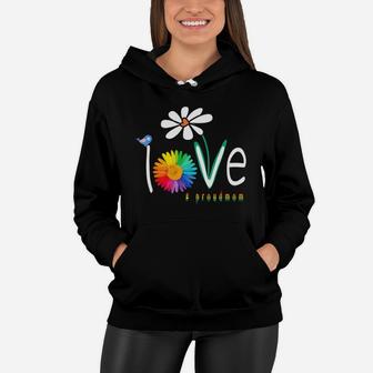 Love Gay Pride Proudmom Lgbt Gay Art Flower Shirt Women Hoodie - Seseable