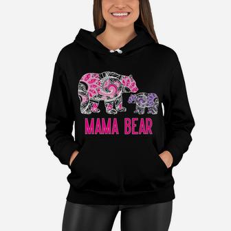 Mama Bear Floral Mama Bear Baby Bear Mandala Purple Women Hoodie - Seseable