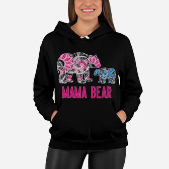 Mama Bear Floral Mama Bear With Baby Bear Mandala Women Hoodie - Seseable