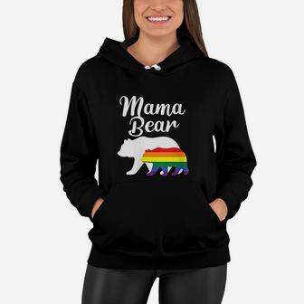 Mama Bear Lgbtq Rainbow Bear Family Support Gift Women Hoodie - Seseable