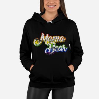 Mama Bear Rainbow Grunge Lgbt Pride Mothers Mom Gift Women Hoodie - Seseable