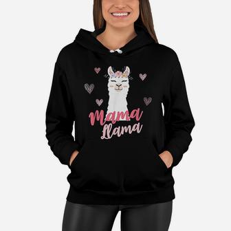 Mama Llama Cute Alpaca Llamas Lovers Pink Mom Mommy Gift Women Hoodie - Seseable