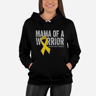 Mama Of A Warrior Childhood Ribbon Oncology Women Hoodie - Seseable