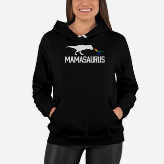 Mamasaurus Lgbt Mom Rainbow T Rex Premium Women Hoodie - Seseable