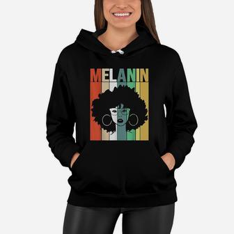 Melanin Vintage Retro Black Afro Woman Queen Gift Women Hoodie - Seseable