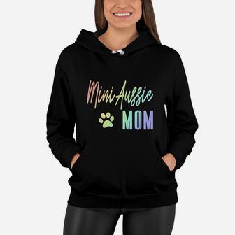 Mini Aussie Mom Rainbow Paw Print Australian Shepherd Dog Women Hoodie - Seseable