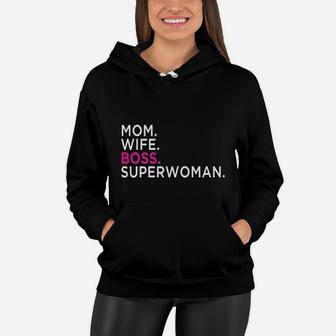 Mom Wife Boss Superwoman  Women Hoodie - Seseable