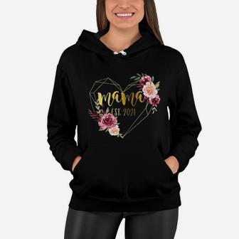 Mothers Day Baby Shower 1St Time Mom Mama Est 2022 Floral Mothers Day Women Hoodie - Seseable