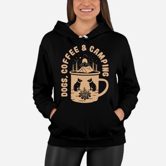 My Favorite Things Dogs Coffee And Camping Lovers Women Hoodie - Seseable