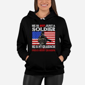 My Grandson Is A Soldier Proud Army Grandpa Military Family Women Hoodie - Seseable