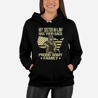 My Sister In Law Has Your Back Proud Army Family Sibling Women Hoodie - Seseable