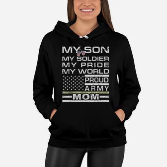 My Son My Soldier Hero Proud Army Mom Usa Flag Women Hoodie - Seseable