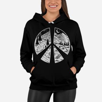Peace Sign Peaceful Camping Night Gift For Hippie Lovers Women Hoodie - Seseable