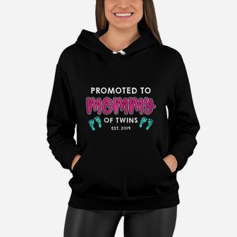 Promoted To Mommy Of Twin Boys Proud New Mom Baby Women Hoodie - Seseable