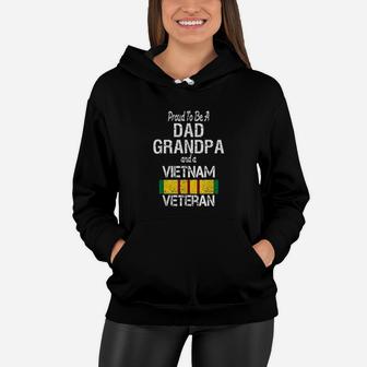 Proud Dad Grandpa Vietnam Veteran Vintage Us Military Vet Women Hoodie - Seseable