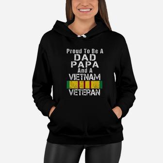 Proud Dad Papa Vietnam Veteran Vintage Military Vet Women Hoodie - Seseable