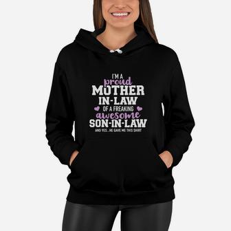 Proud Motherinlaw Of A Freaking Awesome Soninlaw Women Hoodie - Seseable
