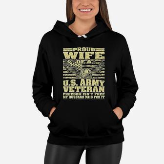 Proud Wife Of An Army Veteran Women Hoodie - Seseable