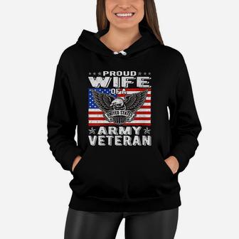 Proud Wife Of Us Army Veteran Patriotic Military Women Hoodie - Seseable