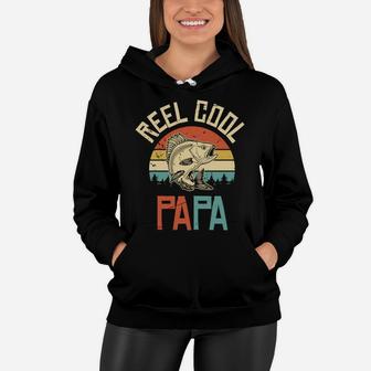 Reel Cool Papa VIntage Fishing Happy Fathers Day Idea Women Hoodie - Seseable