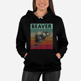 Retro Beaver Vintage Beaver Women Hoodie - Seseable