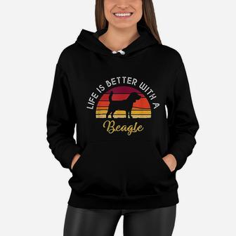 Retro Vintage Life Is Better With A Beagle Dog Lover Women Hoodie - Seseable