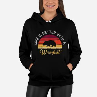 Retro Vintage Life Is Better With A Wombat Lovers Women Hoodie - Seseable