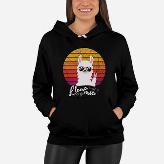 Retro Vintage Llama Mia Mama Mia Costume For Alpaca Lovers Women Hoodie - Seseable