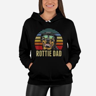 Rottie Dad Rottweiler Dog Vintage Retro Sunset Beach Vibe Women Hoodie - Seseable
