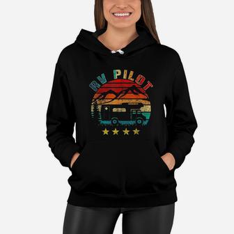 Rv Pilot Camping Funny Vintage Motorhome Travel Vacation Women Hoodie - Seseable