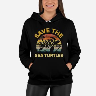 Save Sea Turtle Lover Vintage Skip Women Hoodie - Seseable