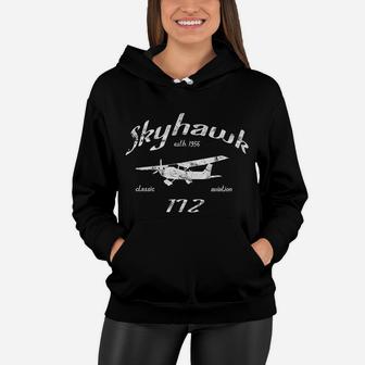 Skyhawk Airplane Classic Vintage Aviation Women Hoodie - Seseable