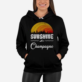 Sunshine And Champagne Vintage Summer Gift 2020 Women Hoodie - Seseable