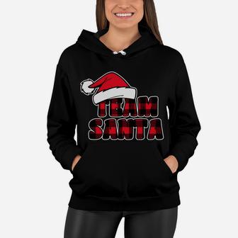 Team Santa Christmas Buffalo Red Plaid Xmas Santa Hat Women Hoodie - Seseable