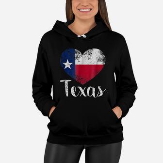 Texas United States Vintage State Flag In Heart Women Hoodie - Seseable