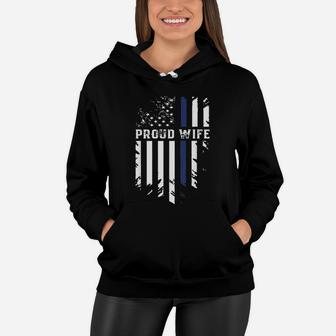 Thin Blue Line Proud Wife Police Family Women Hoodie - Seseable