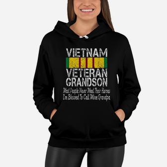 Us Military Family Vietnam Veteran Grandson Gift Women Hoodie - Seseable