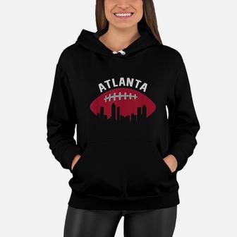 Vintage Atlanta Football City Skyline Women Hoodie - Seseable