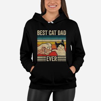 Vintage Best Cat Dad Ever Bump Fit Fathers Day Gifts Women Hoodie - Seseable