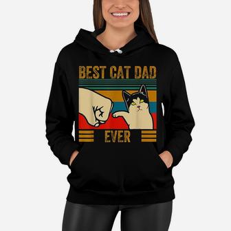 Vintage Best Cat Dad Ever Men Bump Fit Fathers Day Women Hoodie - Seseable