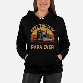 Vintage Best Truckin Papa Ever Retro Women Hoodie - Seseable