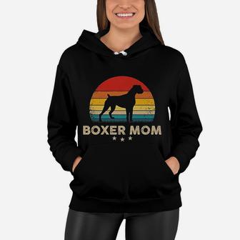 Vintage Boxer Silhouette Retro Sunset Boxer Mom Women Hoodie - Seseable