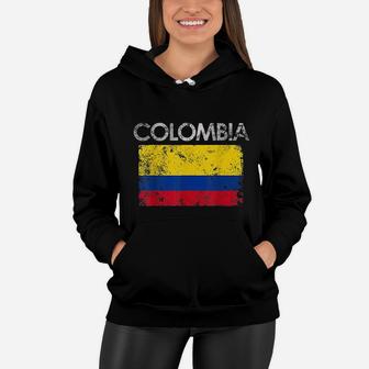 Vintage Colombia Colombian Flag Pride Gift Women Hoodie - Seseable