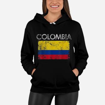 Vintage Colombia Colombian Flag Pride Gift Women Hoodie - Seseable