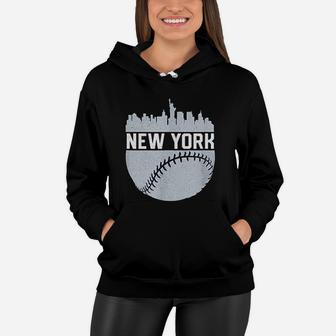 Vintage Downtown New York City Skyline Baseball Women Hoodie - Seseable