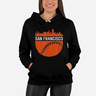 Vintage Downtown San Francisco Cali Skyline Baseball Women Hoodie - Seseable