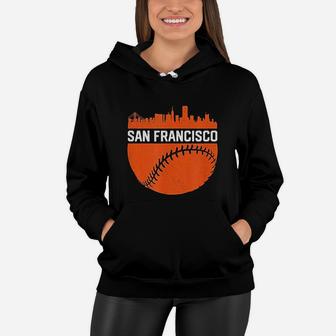 Vintage Downtown San Francisco Skyline Baseball Women Hoodie - Seseable